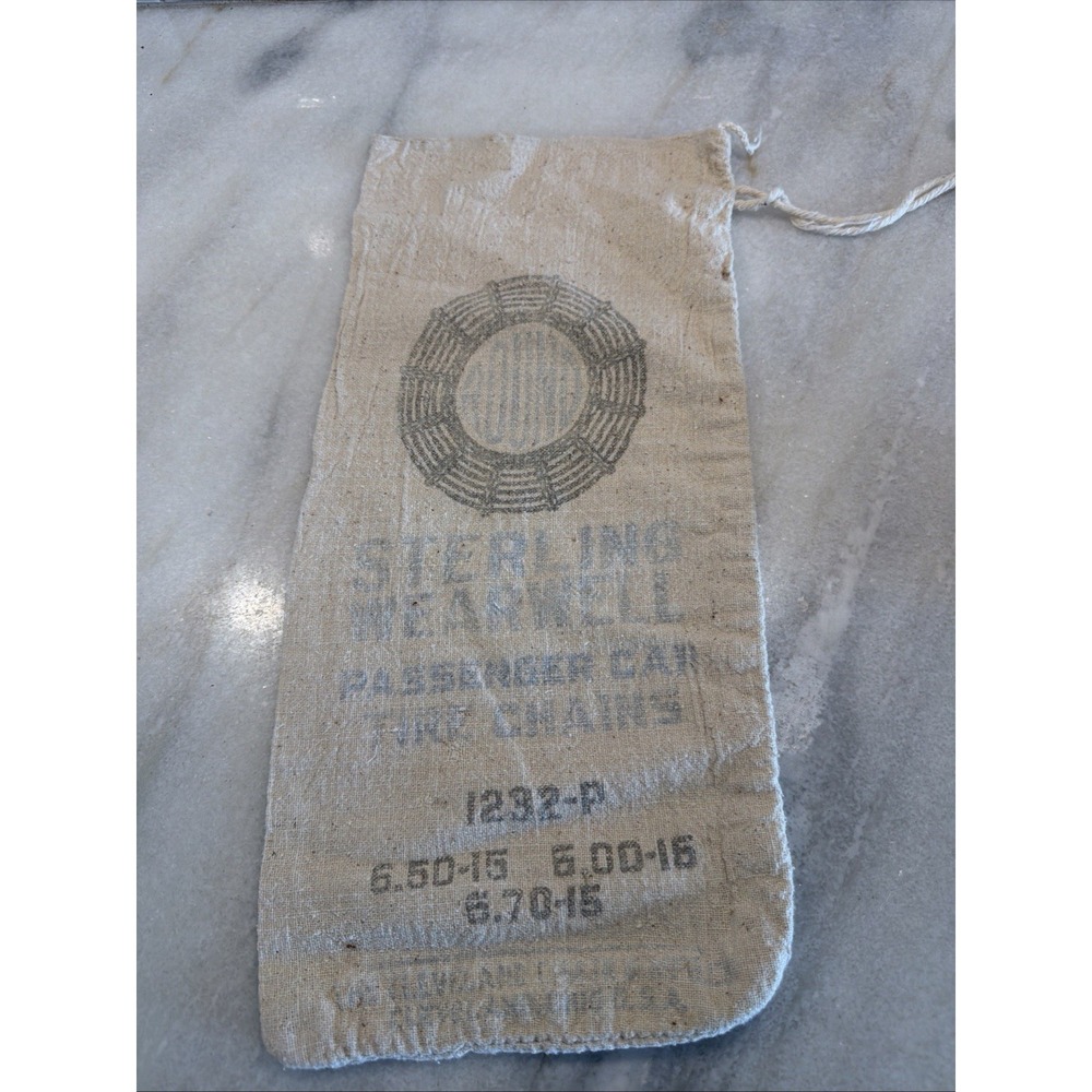 Vintage Sterling Wearwell Passenger Car Tire Chain Cloth Bag
